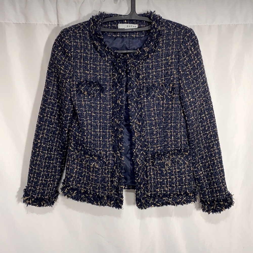 New Open Front With Clasp Tweed Jacket - image 1